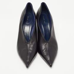 Pre Owned Celine Black Leather V Neck Pointed Toe Pumps Size 41