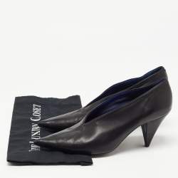 Pre Owned Celine Black Leather V Neck Pointed Toe Pumps Size 41