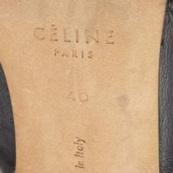 Pre Owned Celine Black/Army Green Leather Twisted Knot Ankle Strap Sandals Size 40