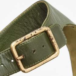Pre Owned Celine Black/Army Green Leather Twisted Knot Ankle Strap Sandals Size 40