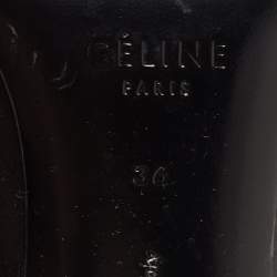 Pre Owned Celine Black Leather Crystal Heel Ankle Booties Size 36