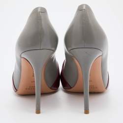 مملوكة مسبقًا Celine Grey/Red Leather Pointed Toe Pumps Size 38