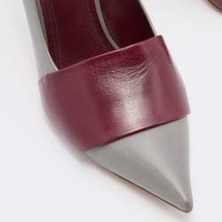 مملوكة مسبقًا Celine Grey/Red Leather Pointed Toe Pumps Size 38