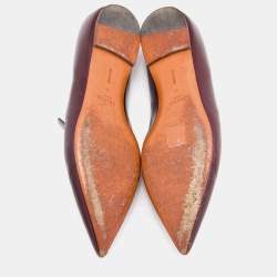 Pre Owned Celine Burgundy/Blue Leather and Watersnake Leather Slip On Loafers Size 41