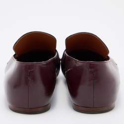 Pre Owned Celine Burgundy/Blue Leather and Watersnake Leather Slip On Loafers Size 41
