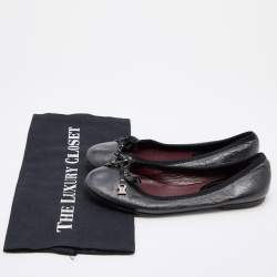 Pre Owned Celine Black Leather Bow Ballet Flats Size 36
