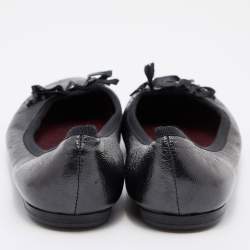 Pre Owned Celine Black Leather Bow Ballet Flats Size 36