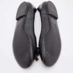 Pre Owned Celine Black Leather Bow Ballet Flats Size 36