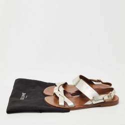 Pre Owned Celine Silver Leather  Slingback Sandals Size 39