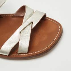 Pre Owned Celine Silver Leather  Slingback Sandals Size 39