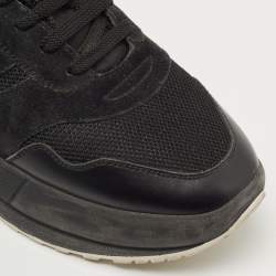 Celine Black Leather and Mesh Lace up Sneakers Size 38