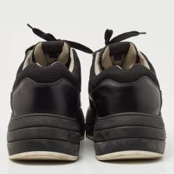 Celine Black Leather and Mesh Lace up Sneakers Size 38