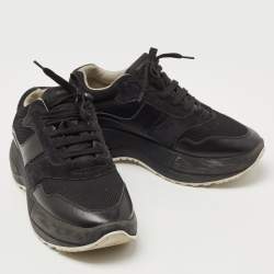 Celine Black Leather and Mesh Lace up Sneakers Size 38