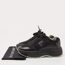 Celine Black Leather and Mesh Lace up Sneakers Size 38