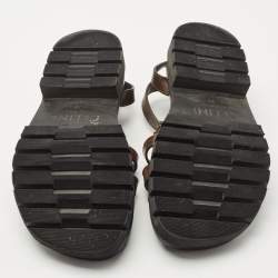 Pre Owned Celine Brown Leather Clea Slingback Sandals Size 39