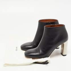 Celine Black Leather Zip square Toe Booties Size 36