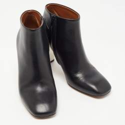 Celine Black Leather Zip square Toe Booties Size 36