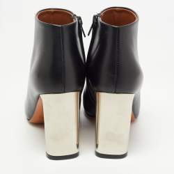 Celine Black Leather Zip square Toe Booties Size 36