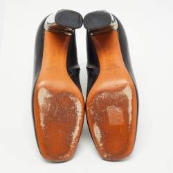 Celine Black Leather Zip square Toe Booties Size 36