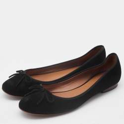 Celine Black Suede Bow Ballet Flats Size 38