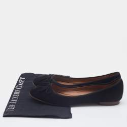 Celine Black Suede Bow Ballet Flats Size 38