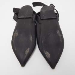 Celine Black Leather V Neck Ankle Tie Flat Size 38