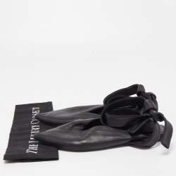 Celine Black Leather V Neck Ankle Tie Flat Size 38