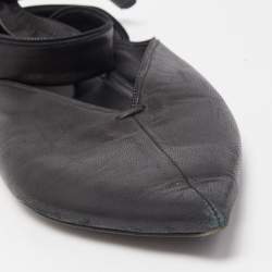Celine Black Leather V Neck Ankle Tie Flat Size 38