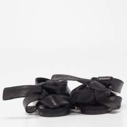 Celine Black Leather V Neck Ankle Tie Flat Size 38
