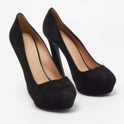 Celine Black Suede Platform Pump Size 40