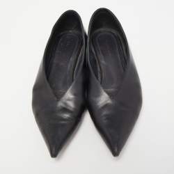 Celine Black Leather V-Neck Ballet Flats Size 35.5