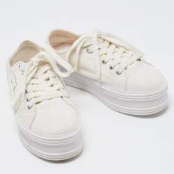 Celine White Canvas  Jane Platform Sneakers Size 40
