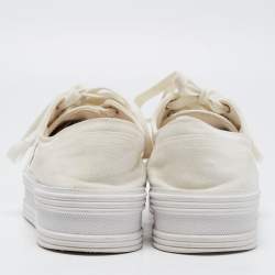 Celine White Canvas  Jane Platform Sneakers Size 40