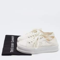 Celine White Canvas  Jane Platform Sneakers Size 40