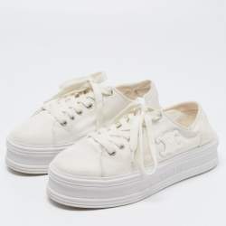 Celine White Canvas  Jane Platform Sneakers Size 40