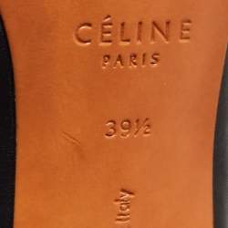 Pre Owned Celine Black Leather Square Toe Ankle Booties Size 39.5