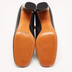 Pre Owned Celine Black Leather Square Toe Ankle Booties Size 39.5