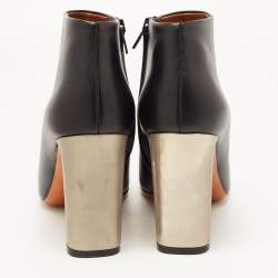 Pre Owned Celine Black Leather Square Toe Ankle Booties Size 39.5