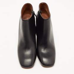 Pre Owned Celine Black Leather Square Toe Ankle Booties Size 39.5