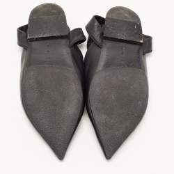 Celine Black Leather V Neck Ankle Tie Flats Size 40