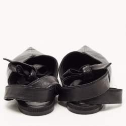 Celine Black Leather V Neck Ankle Tie Flats Size 40