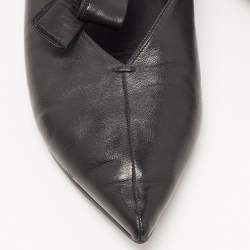 Celine Black Leather V Neck Ankle Tie Flats Size 40