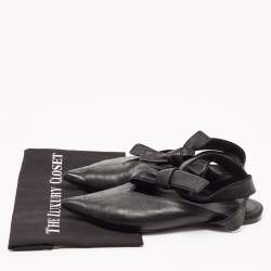 Celine Black Leather V Neck Ankle Tie Flats Size 40