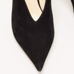 Celine Black Suede V Neck Pointed Toe Pumps Size 38