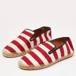 Celine Tri Color Stripe Canvas Espadrille Flats Size 38