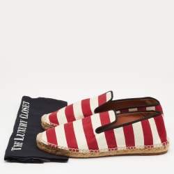 Celine Tri Color Stripe Canvas Espadrille Flats Size 38