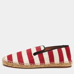 Celine Tri Color Stripe Canvas Espadrille Flats Size 38
