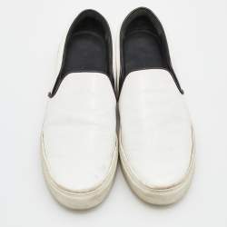 Celine White/Black Leather Slip On Sneakers Size 37