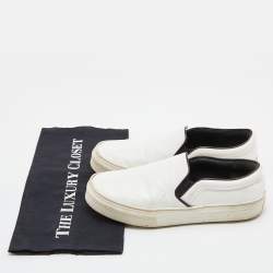 Celine White/Black Leather Slip On Sneakers Size 37