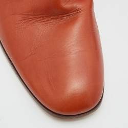 Celine Brown Leather Block Heel Ankle Booties Size 38